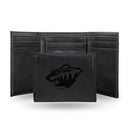 NHL Minnesota Wild Laser Engraved Black Tri-Fold Wallet - Men's Accessory By Rico Industries