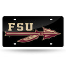 Florida State : Fsu Over Spear Logo Laser Cut Auto Tag (Black Base)