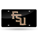 Florida State : Stacked Fsu Logo Laser Cut Auto Tag (Black Base)