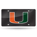 Miami Hurricanes U Logo Laser Cut Auto Tag - Black