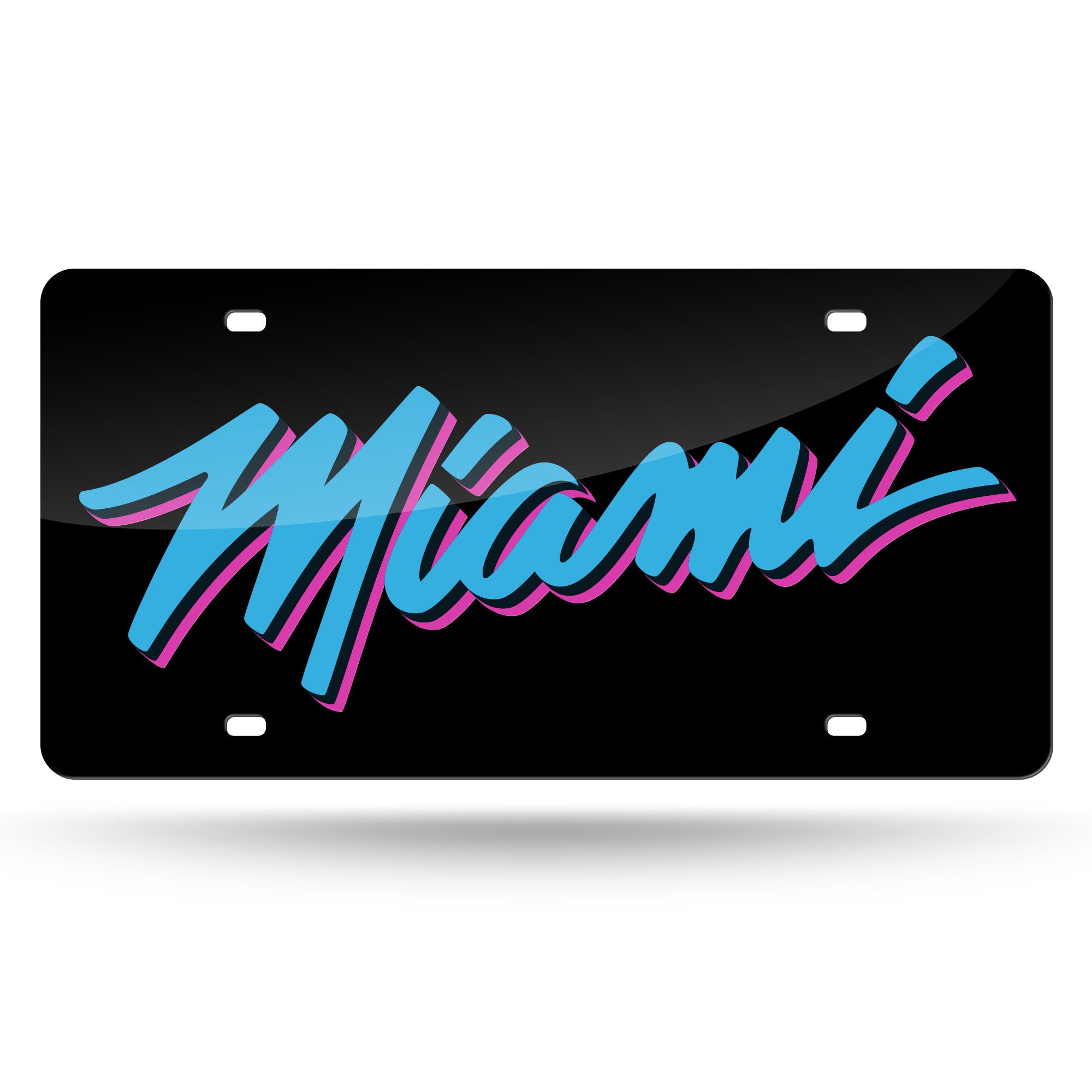 Miami Heat - Blue Miami Script Logo - Black Laser Tag