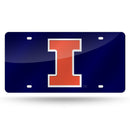Illinois Fighting Illini Colored Laser Cut Auto Tag