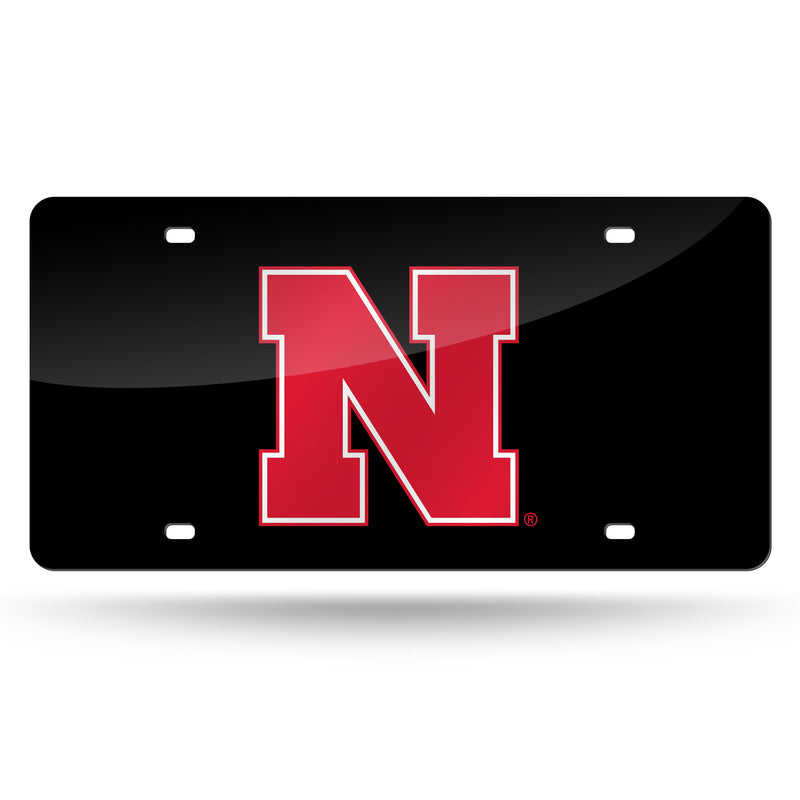 Nebraska University "N" Laser Cut Auto Tag (Black Base)