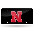 Nebraska University "N" Laser Cut Auto Tag (Black Base)