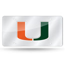 Miami Hurricanes Silver Laser Cut Auto Tag