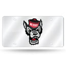 Nc State Laser Cut Auto Tag (Silver)