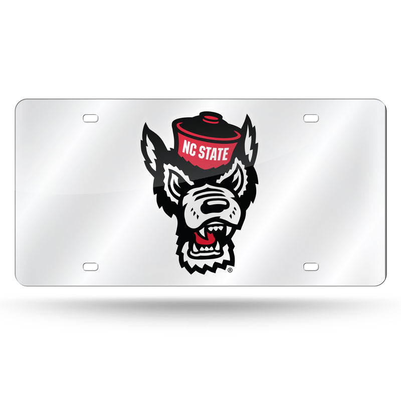 Nc State Laser Cut Auto Tag (Silver)