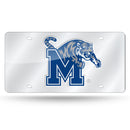 Memphis Tigers Silver Laser Cut Auto Tag