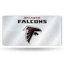 Atlanta Falcons Silver Laser Cut Auto Tag - Logo W/ Wordmark