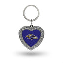 Ravens Rhinestone Heart Keychain