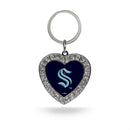 Seattle Kraken Rhinestone Heart Keychain