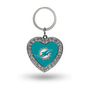 Dolphins Rhinestone Heart Keychain