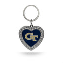 Georgia Tech Rhinestone Heart Keychain