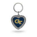 Georgia Tech Yellow Jackets Rhinestone Heart Keychain