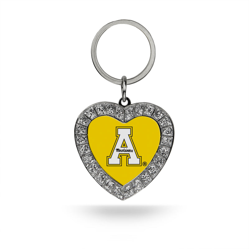 Appalachian State Rhinestone Heart Keychain
