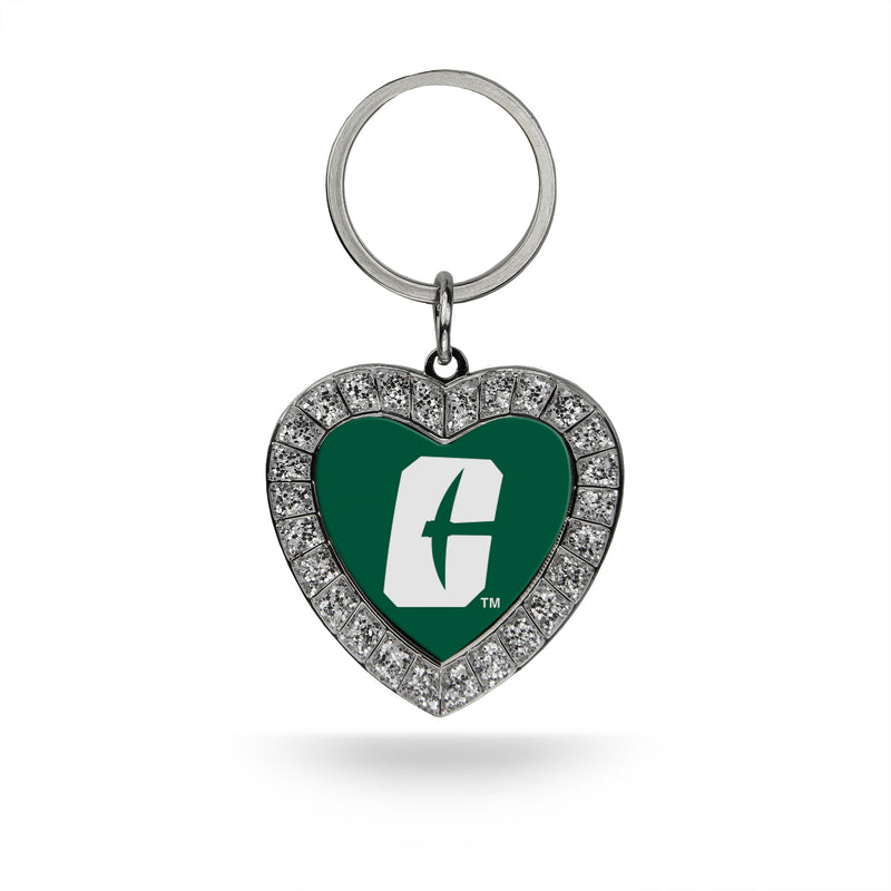 UNC Charlotte Rhinestone Heart Keychain
