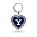 Yale Bulldogs Rhinestone Heart Keychain