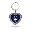 Uconn Rhinestone Heart Key Chain