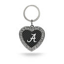 Alabama University - Carbon Fiber Design - Rhinestone Heart Keychain