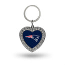 Patriots Rhinestone Heart Keychain