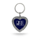 Jackson State Rhinestone Heart Keychain