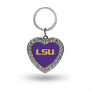 LSU Rhinestone Heart Key Chain
