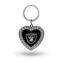 Raiders Rhinestone Heart Keychain