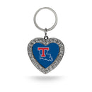 Louisiana Tech Rhinestone Heart Key Chain