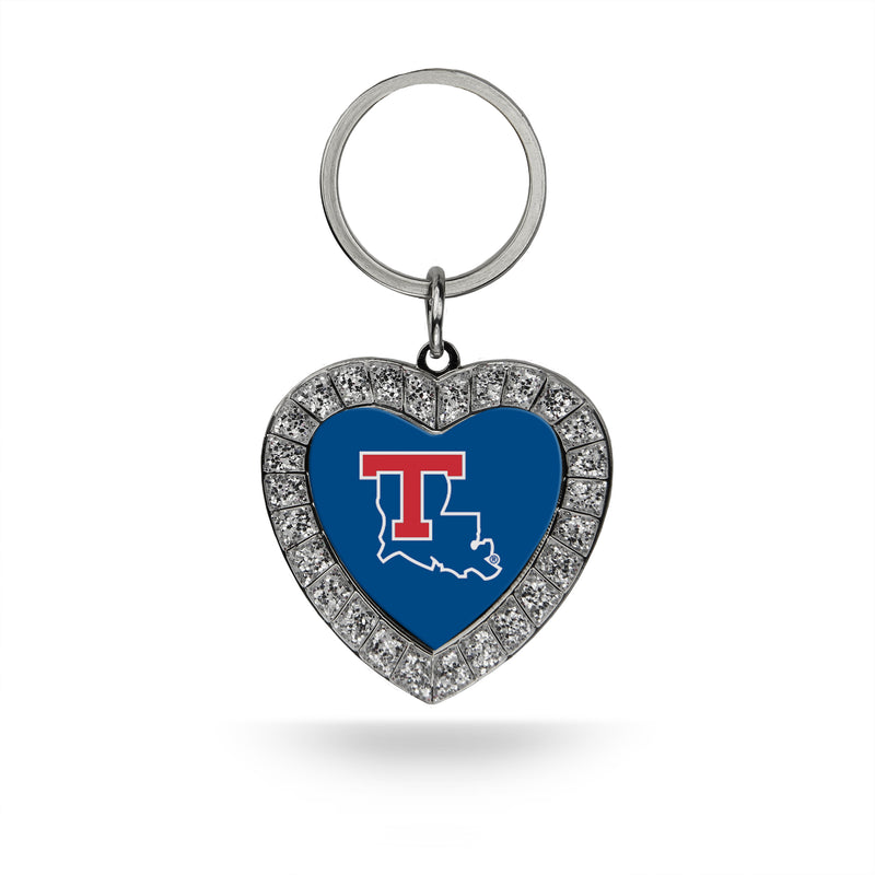 Louisiana Tech Rhinestone Heart Key Chain