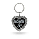 Las Vegas Raiders Rhinestone Heart Keychain