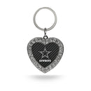 Cowboys - Carbon Fiber Design - Rhinestone Heart Keychain