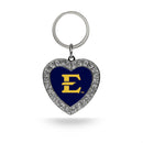 East Tennessee State Rhinestone Heart Keychain