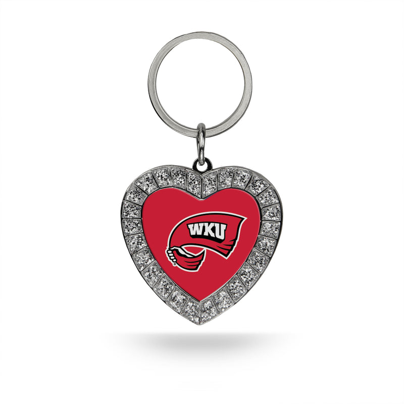 Western Kentucky Rhinestone Heart Key Chain