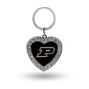 Purdue Rhinestone Heart Key Chain