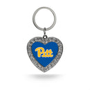 Pitt Panthers Rhinestone Heart Keychain