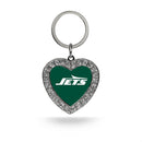 New York Jets Rhinestone Heart Keychain