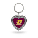 Central Michigan Rhinestone Heart Keychain