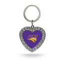 Northern Iowa Rhinestone Heart Keychain