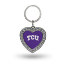 Tcu Rhinestone Heart Key Chain