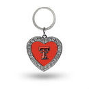 Texas Tech Rhinestone Heart Key Chain