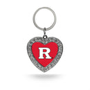 Rutgers Rhinestone Heart Key Chain
