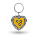 West Virginia Rhinestone Heart Key Chain