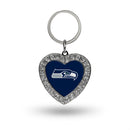 Seahawks Rhinestone Heart Keychain