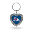 Fresno State Rhinestone Heart Keychain