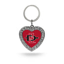 San Diego State Rhinestone Heart Key Chain