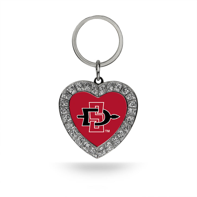San Diego State Rhinestone Heart Key Chain