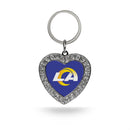 LA Rams Rhinestone Heart Keychain