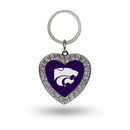 Kansas State University Rhinestone Heart Keychain