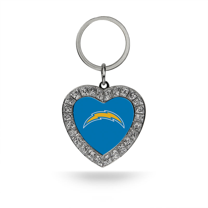 LA Chargers Rhinestone Heart Keychain