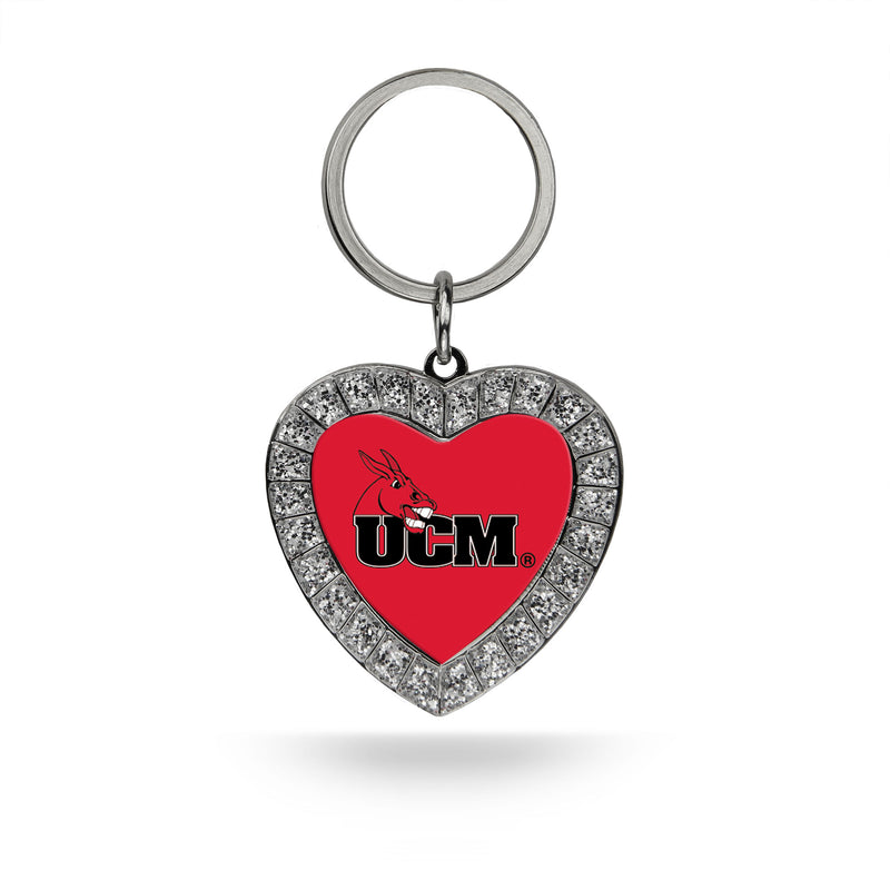 Central Missouri Mules Rhinestone Heart Key Chain